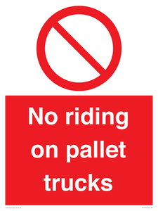 No riding on pallet trucks